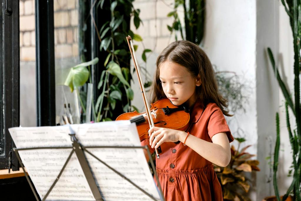 Advanced violin student performing complex piece